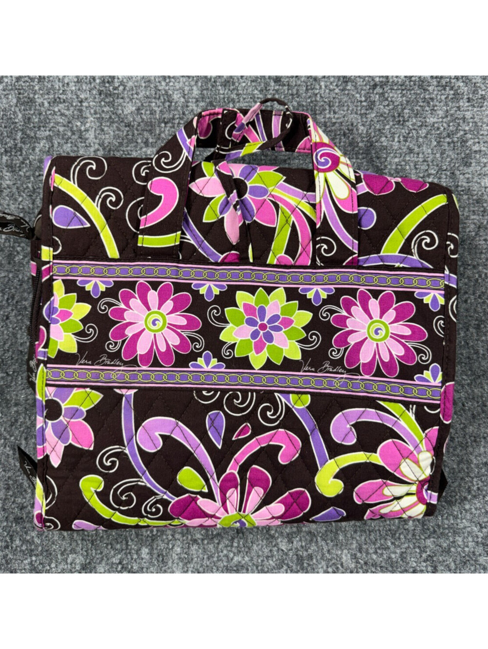 Vera Bradley Purple Punch Quilted Floral Hanging Travel Organizer Toiletry Bag